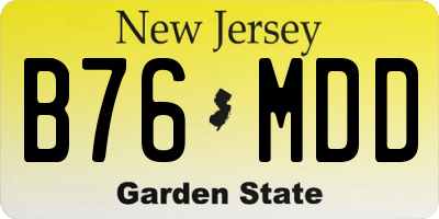 NJ license plate B76MDD