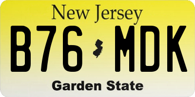 NJ license plate B76MDK