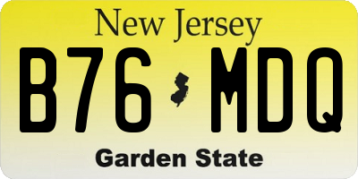 NJ license plate B76MDQ