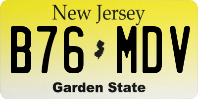 NJ license plate B76MDV
