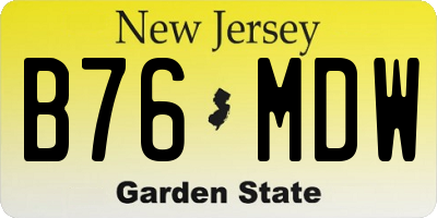 NJ license plate B76MDW
