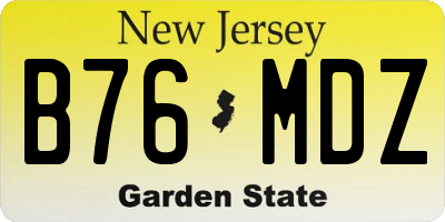NJ license plate B76MDZ
