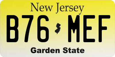 NJ license plate B76MEF
