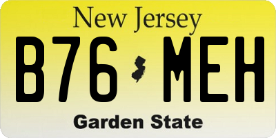 NJ license plate B76MEH