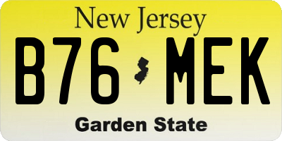 NJ license plate B76MEK
