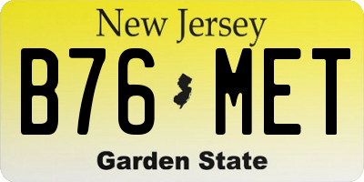 NJ license plate B76MET