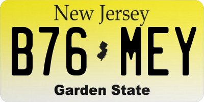 NJ license plate B76MEY