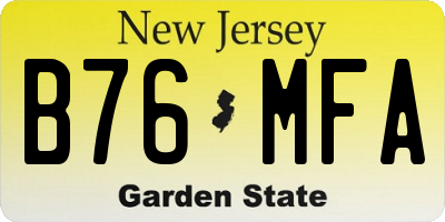 NJ license plate B76MFA