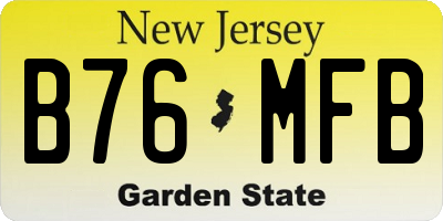 NJ license plate B76MFB