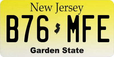 NJ license plate B76MFE