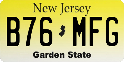 NJ license plate B76MFG