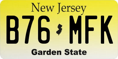 NJ license plate B76MFK