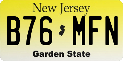 NJ license plate B76MFN