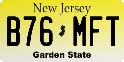 NJ license plate B76MFT