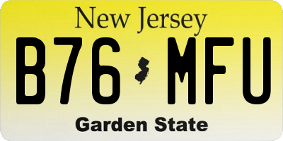 NJ license plate B76MFU