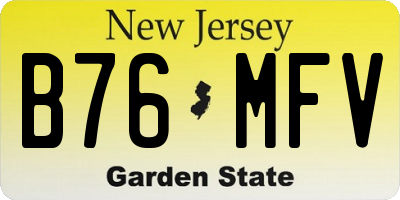 NJ license plate B76MFV
