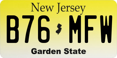 NJ license plate B76MFW