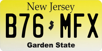 NJ license plate B76MFX