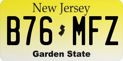 NJ license plate B76MFZ