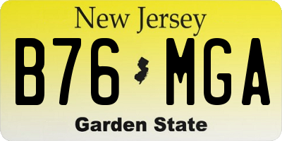 NJ license plate B76MGA