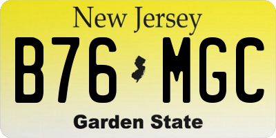 NJ license plate B76MGC