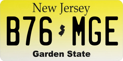NJ license plate B76MGE