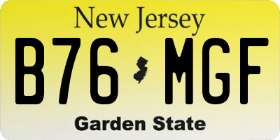NJ license plate B76MGF