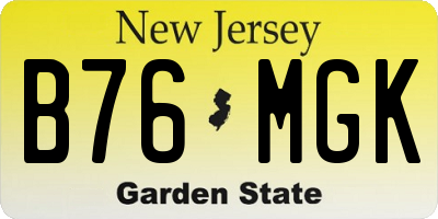 NJ license plate B76MGK