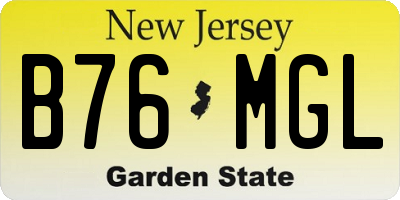 NJ license plate B76MGL