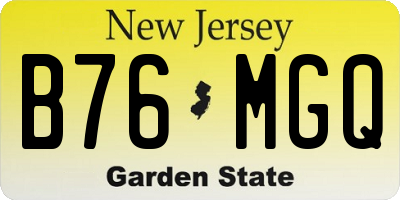 NJ license plate B76MGQ