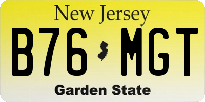 NJ license plate B76MGT