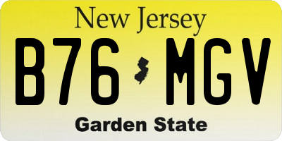NJ license plate B76MGV