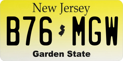 NJ license plate B76MGW