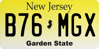 NJ license plate B76MGX