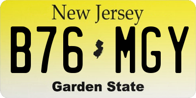 NJ license plate B76MGY