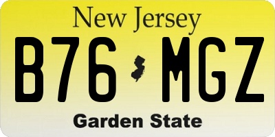 NJ license plate B76MGZ