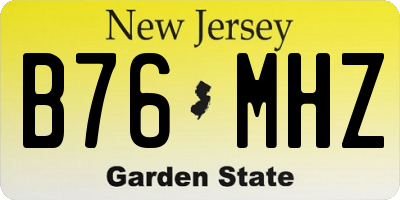 NJ license plate B76MHZ
