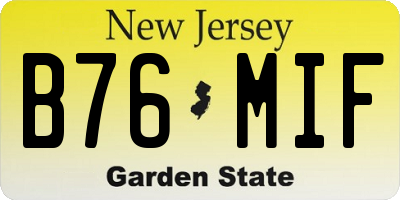 NJ license plate B76MIF