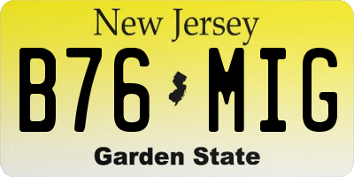 NJ license plate B76MIG