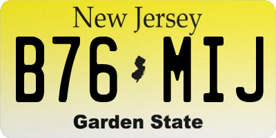 NJ license plate B76MIJ