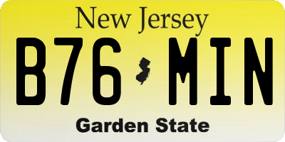 NJ license plate B76MIN