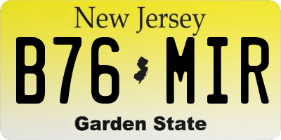 NJ license plate B76MIR