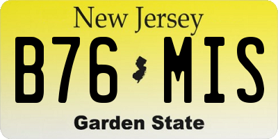 NJ license plate B76MIS