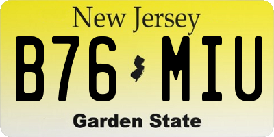 NJ license plate B76MIU