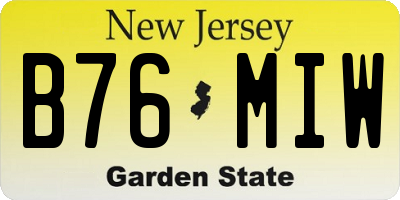 NJ license plate B76MIW