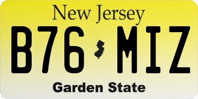 NJ license plate B76MIZ