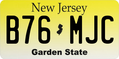 NJ license plate B76MJC