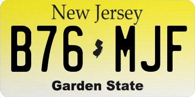 NJ license plate B76MJF