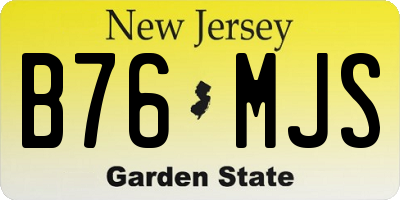 NJ license plate B76MJS