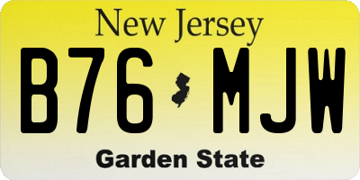 NJ license plate B76MJW